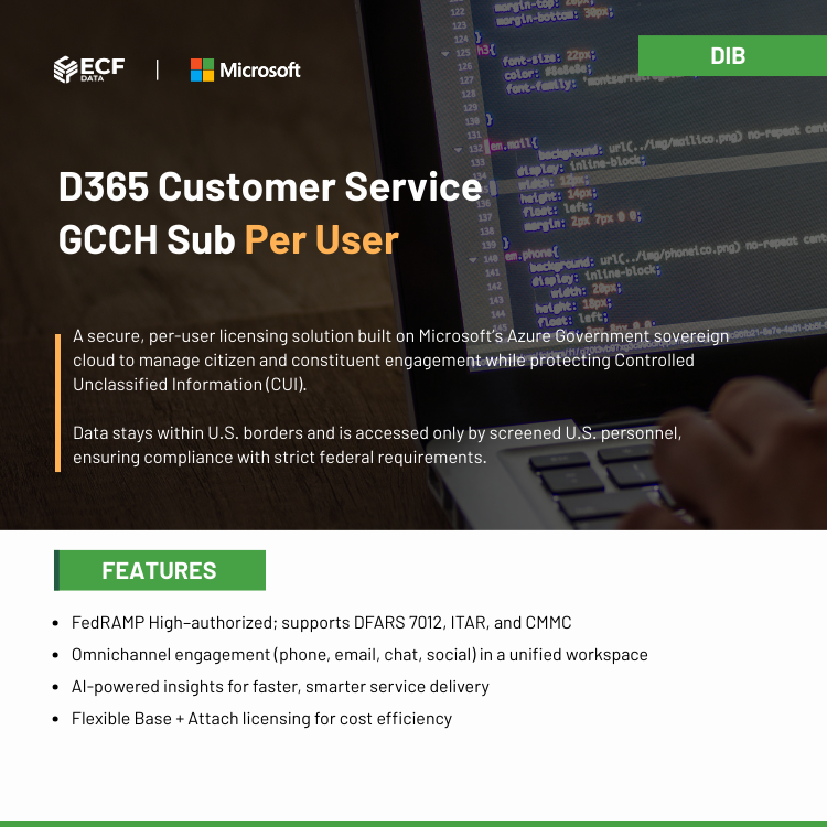 D365 GCCH CRM interface for U.S. defense contractors
