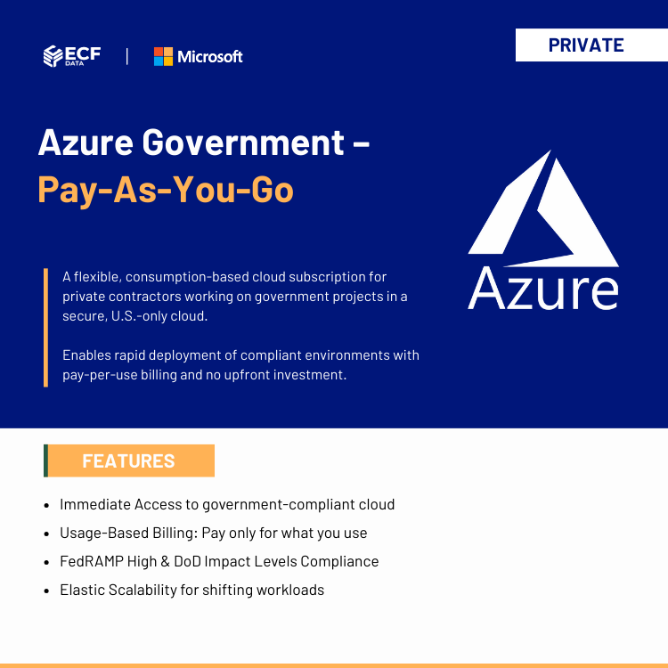 Azure Government Pay-As-You-Go cloud subscription for contractors