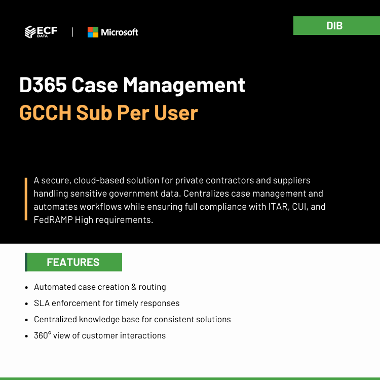 Dynamics 365 Case Management GCCH Sub Per User dashboard for secure contractor operations