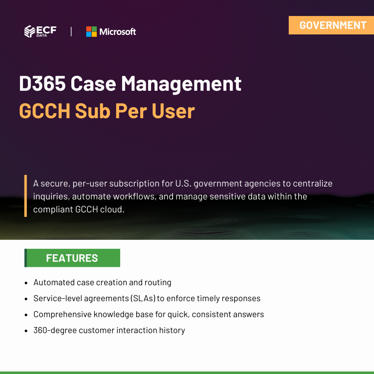 D365 Case Management GCCH Sub Per User dashboard for secure case management
