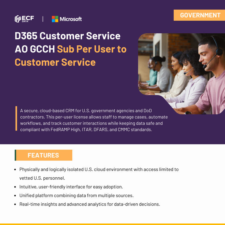 D365 Customer Service AO GCCH Sub Per User CRM solution for government