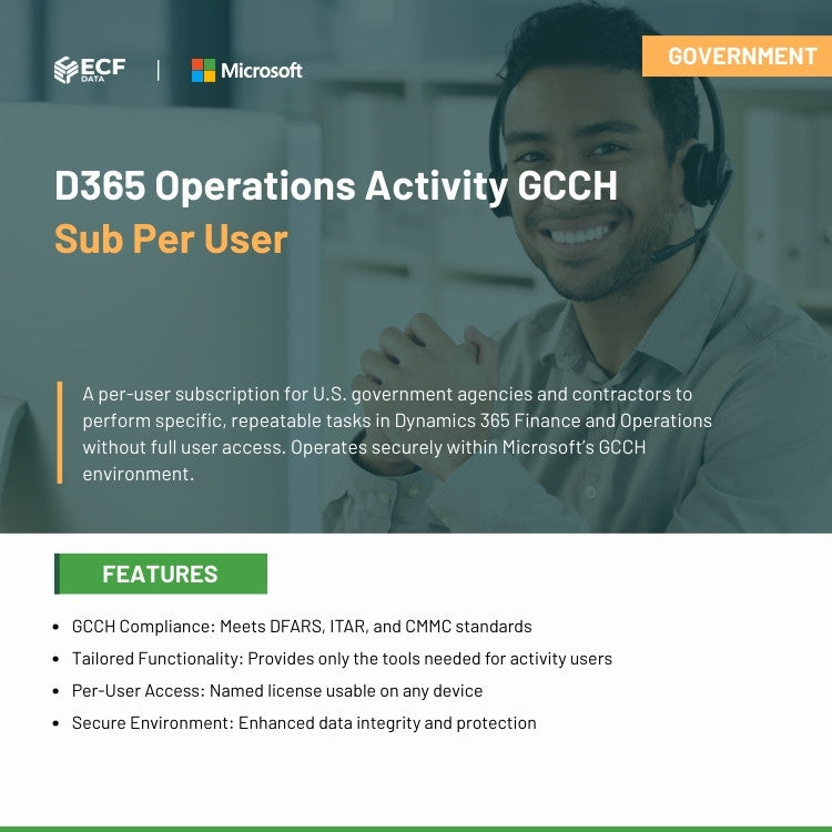D365 Operations Activity GCCH Sub Per User license for secure government tasks.