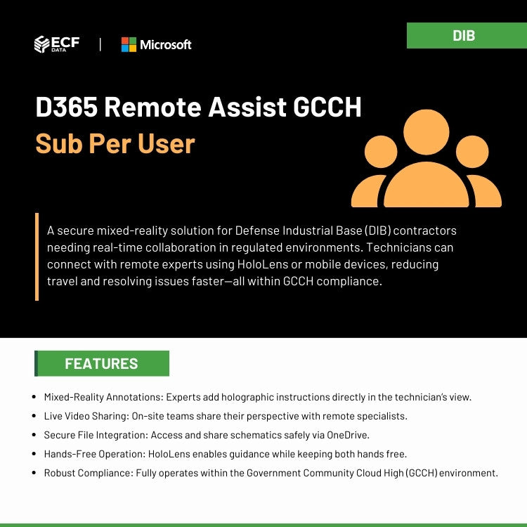 Mixed-reality collaboration using D365 Remote Assist GCCH for secure government field operations.
