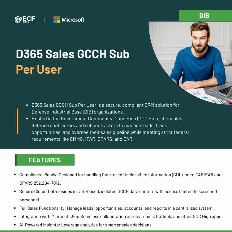 D365 Sales GCCH Sub Per Device interface for defense contractors