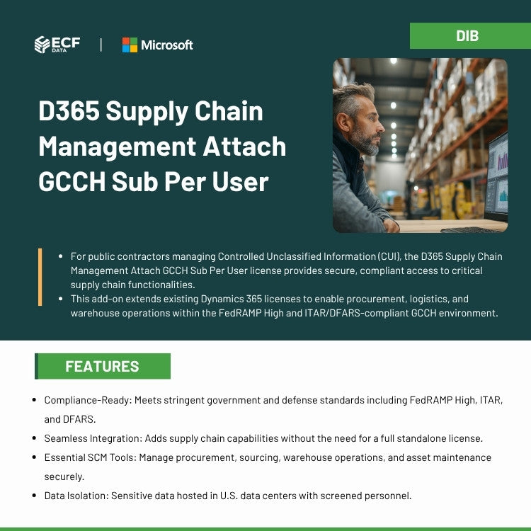 D365 Supply Chain Management Attach GCCH Sub Per User license for government contractors