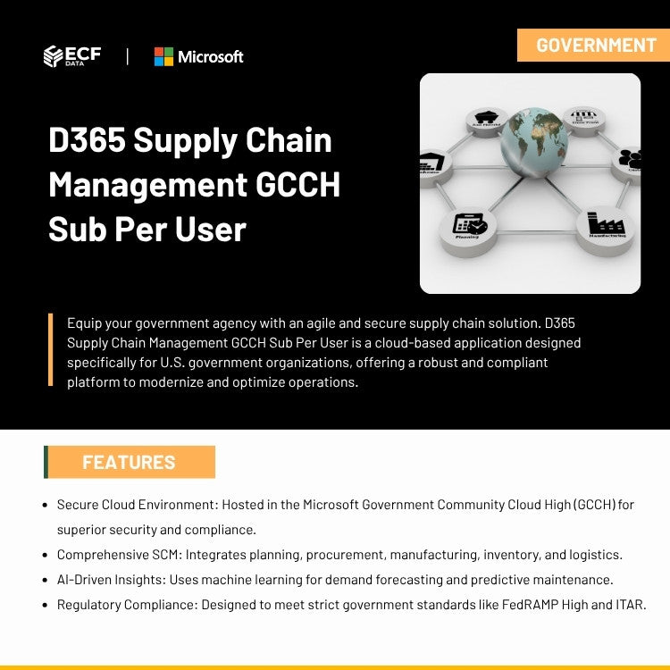 D365 Supply Chain Management GCCH Sub Per User for government agencies