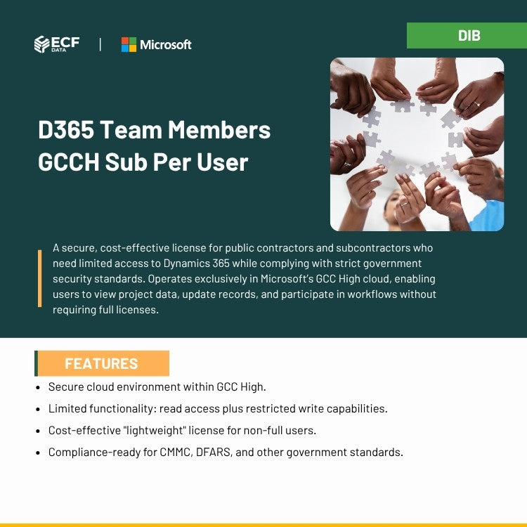 D365 Team Members GCCH Sub Per User license