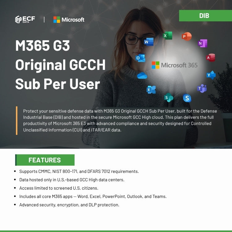 M365 G3 Original GCCH Sub Per User-DIB – ECF Cloud Solution Store